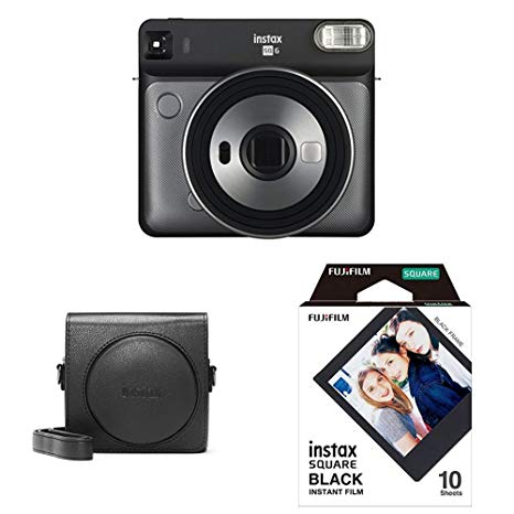 Instax Square SQ6 Camera - Graphite Grey   Black Case   Square Film Black Frame