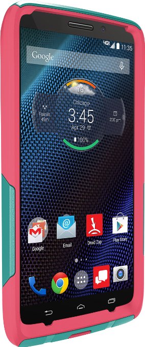 OtterBox Commuter Case for Motorola Droid Turbo - Frustration-Free Packaging - Teal Rose II Light TealBlaze Pink