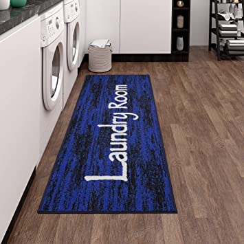 Ottomanson Laundry Collection Area Rug, 20"X59", Blue Striped