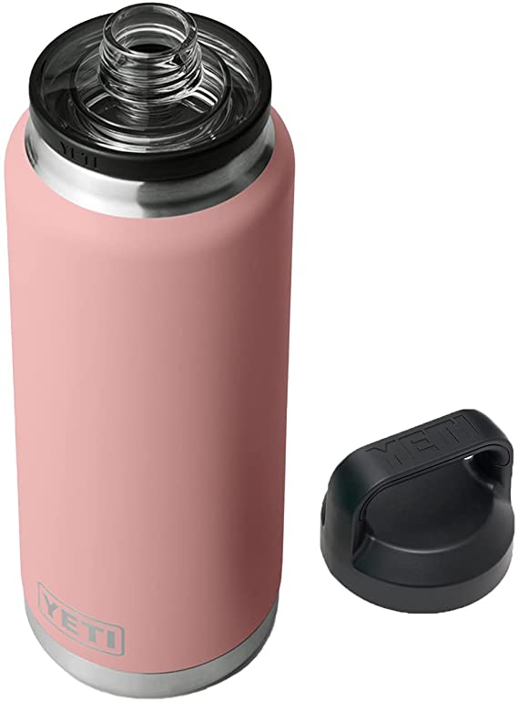 YETI Rambler 36 oz Bottle, Vacuum Insulated, Stainless Steel with Chug Cap, Sandstone Pink