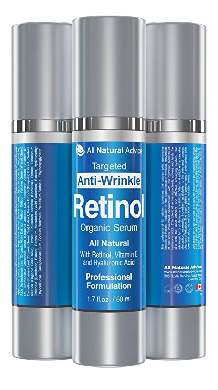 All Natural Advice Retinol Serum with Hyaluronic Acid | Canadian Made | Organic | Moisturizing Hydrator, Dark Spot Corrector with Anti-Aging Support | Natural Skin Repair | 1% Retinol | DOUBLE THE SIZE 60 ml