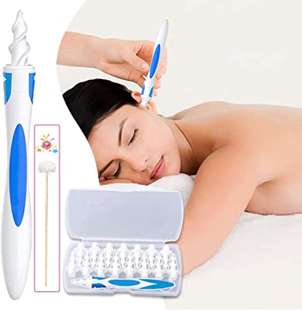 Ear Wax Removal Tool 2020 Upgrade New Version Ear Wax Removal Kit & Feather Ear Pick Soft Silicone Ear Wax Removal with 16 Replacement Spiral Heads Electric Ear Wax Removal Tools for Kids and Adults