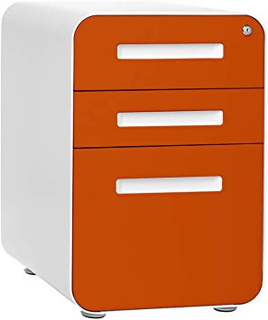 Stockpile 3-Drawer Mobile File Cabinet, Commercial-Grade, Pre-Assembled (Orange Faceplate)