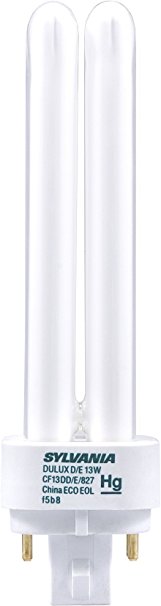 Sylvania 20682 Compact Fluorescent 4 Pin Double Tube 2700K, 13-watt