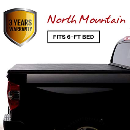 North Mountain Soft Vinyl Roll-up Tonneau Cover, Fit 83-11 Ford Ranger 94-10 Mazda B2300/B2500/B3000/B4000 Pickup 6ft Bed, Clamp On No Drill Top Mount Assembly w/Rails Mounting Hardware