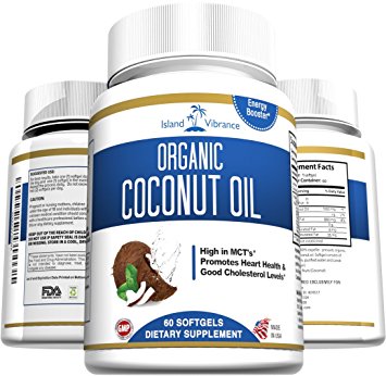 Organic Coconut Oil Capsules - 1000mg Extra Virgin Softgels - Hair Growth and Moisturizes Skin - Metabolic Energy and Weight Loss - Premium Grade Supplement - Made in USA and 3rd Party Lab Certified
