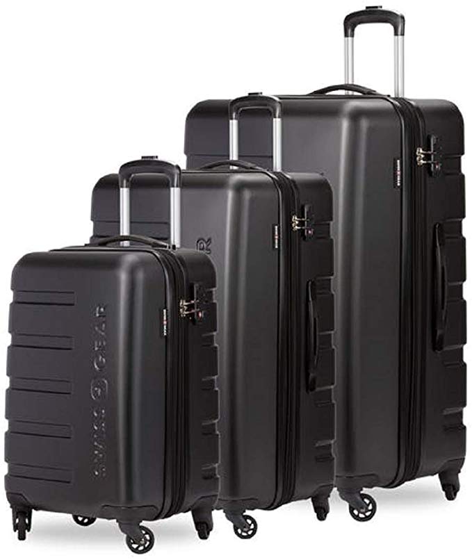 SWISSGEAR 7366 Expandable 3 PC Hardside Spinner Luggage (Set, Black)