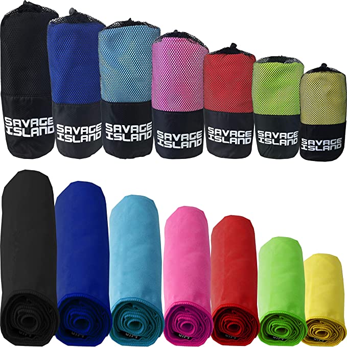 Savage Island Microfibre Towel Quick Dry Gym Towel with Travel Bag - Small, Lightweight & Ultra Absorbent - Microfibre Travel Towel, Beach Towel, Micro Towel, Sports Towel…