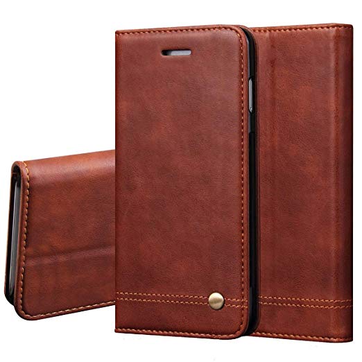 Pixel 3a XL Case,Phone Cover for Pixel 3A XL,RUIHUI Luxury Leather Wallet Folding Flip Protective Shock Resistant Book Type Cell Shell with Card Slots,Kickstand,Magnetic Closur for Google Pixel - 3 a XL (Brown)