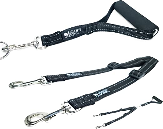 Leashboss Duo - Double Dog Leash with Handle - Adjustable Reflective Coupler for Two Large Dogs - No Tangle Leash Splitter