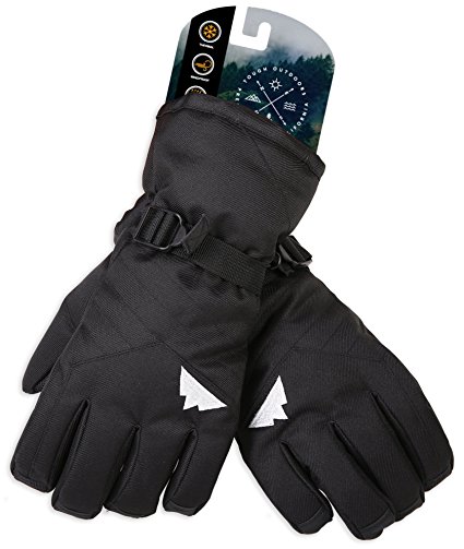 Tough Outdoors Winter Snow & Ski Gloves - Designed for Skiing, Snowboarding, Shredding, Shoveling & Snowballs - Waterproof & Windproof Nylon Shell & Synthetic Leather Palm - Fits Men, Women and Kids