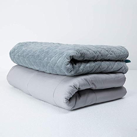 9.8 Newton Comfortable Weighted Blanket Set | 15 lbs | Grey | 60" × 80" | with Removable Cover | Fall Asleep Faster.