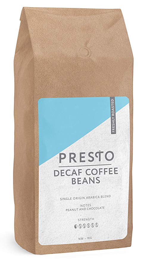 Presto Coffee Beans – Cafè Decaffeinato - Very Light Roast Whole Bean Decaf Coffee - 1KG