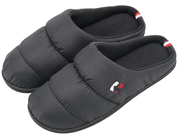 RockDove Men's Memory Foam House Slippers, Winter Quilted Snow Shoe Style Warm Soft Slip On Indoor Clogs