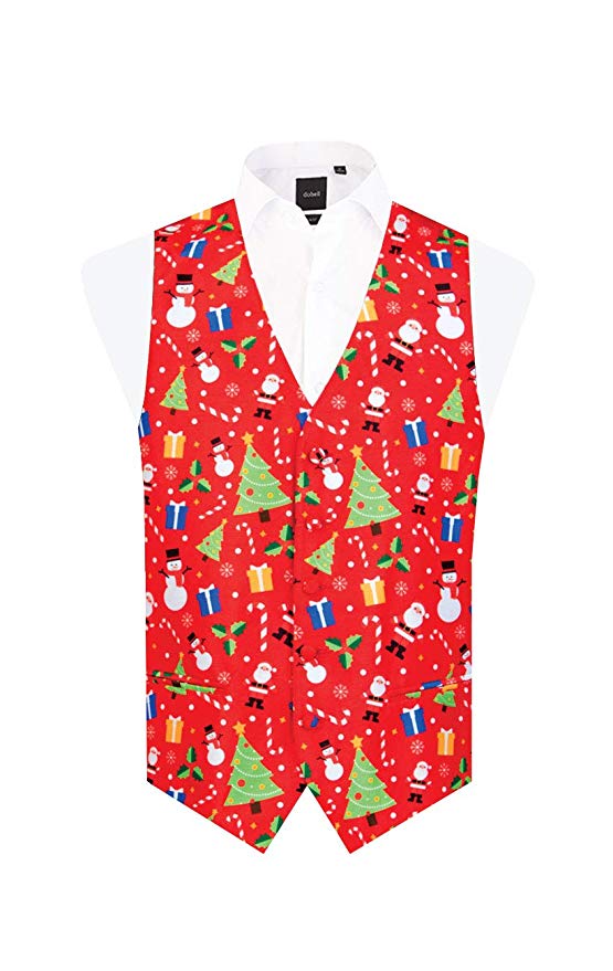 Dobell Mens Red Festive Fun Christmas Vest