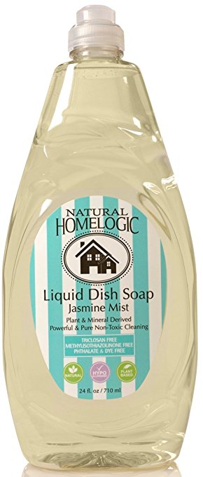 Natural HomeLogic Eco Friendly Liquid Dish Soap, 24 oz | Powerful & Pure Non-Toxic Cleaning | Plant & Mineral Derived (1 Pack, Jasmine Mist)