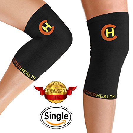 CopperHealth-Compression Copper Knee Sleeve, Copper Knee Brace, GUARANTEED Highest Copper Content, Best Knee Compression Sleeve, Knee Support for men and women. With Infused Fit. Wear anytime.