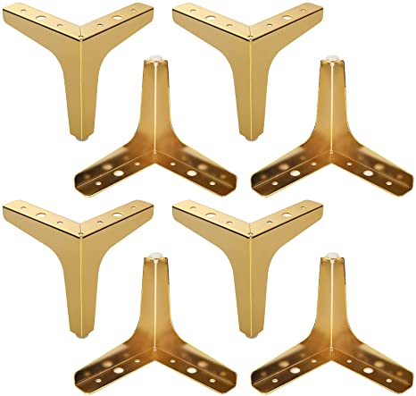 8pcs 5.2 Inch Furniture Legs, Modern Style Furniture Metal Sofa Legs, Diamond Triangle Furniture Feet DIY Replacement Gold for Cabinet Cupboard Sofa Couch Chair Ottoman