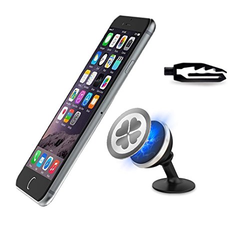 Iseason Car mount,Amazing Car Mount Holder Magnetic Cell Phone Holder for Car Dashboard Universal for iPhone 6s Plus 6s SE Samsung Galaxy S7 Edge S6 Note 5 (Black Silver)