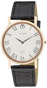 Titan Edge Quartz Analog White Dial Leather Strap Watch for Men-NS1595WL01