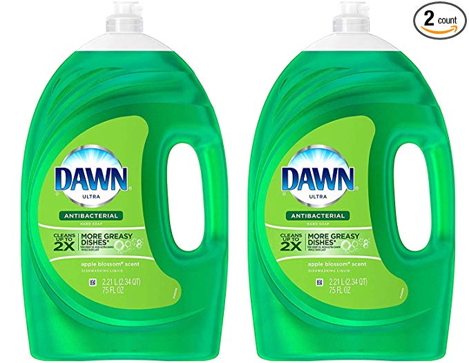 Dawn Ultra Antibacterial Dishwashing Liquid, Apple Blossom Scent, 75 Fl Ounce (Pack of 2)