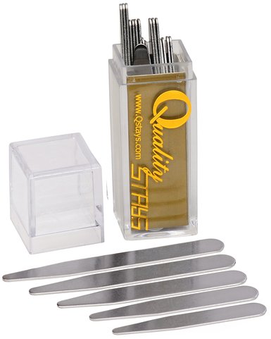40 Metal Collar Stays in a Clear Plastic Box - 5 Sizes