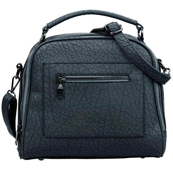 BMC Womens Textured Faux Leather Satchel Style Top Handle Shoulder Handbag