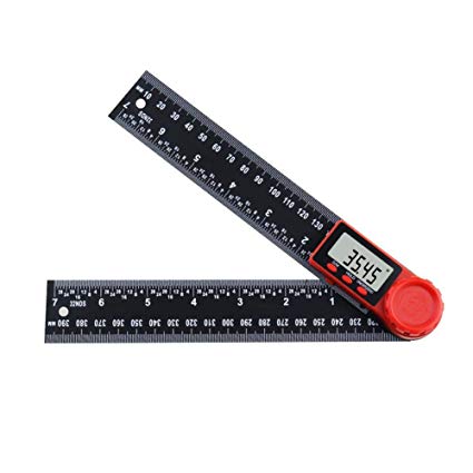 200mm 360 ° LCD Display Nylon Glass Fiber Digital Angle Ruler Inclinometer Electron Goniometer Protractor Angle Finder Meter Measuring Tool with Zeroing and Locking function