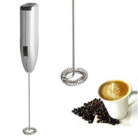 Annbully espresso maker Coffee Makers Milk Frother Mixer Whisk Rotation Whipped Creamer Egg Beater Espresso Machine (Silver)