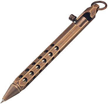 SMOOTHERPRO Solid Brass Bolt Action Pen Hexagonal Six Edge Hollow Out Grip for Pocket EDC Color Bronze