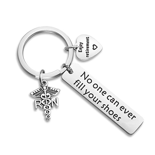 WUSUANED Medical Professional Retirement Keychain No One Can Ever Fill Your Shoes Enjoy Retirement Gift for Doctor Nurse RN NP LVN LPN BSN