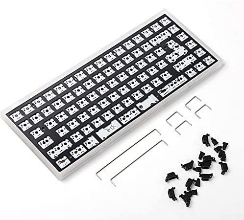 YMDK 84 Kit CNC Acrylic Case Anodized Plate Underglow RGB Fully Programmable PCB Stabilizers for 75% 84 Keyboard ANSI ISO Layout (Case PCB Black Plate)