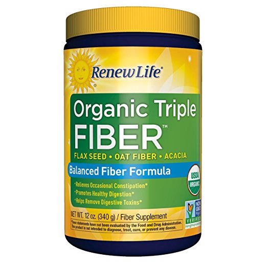 Renew Life - Organic Triple Fiber - dietary fiber powder -  constipation relief - digestive health - 12 ounces