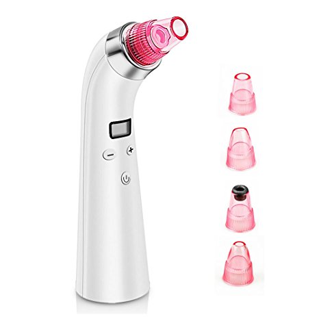 Ideashop Blackhead Cleaner Remover Comedo Suction Microdermabrasion Machine Facial Pore Cleaner Peeling Acne Remover Comedone Extractor Set - Rechargeable (White)