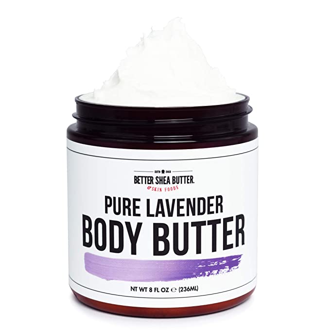 Pure Lavender Whipped Body Butter for Dry Skin - Intense 24-Hour Hydrating Cream with Shea Butter - Scented with 100% Pure Essential Oils - Paraben Free, Non Greasy, No Synthetic Fragrances - 8 oz