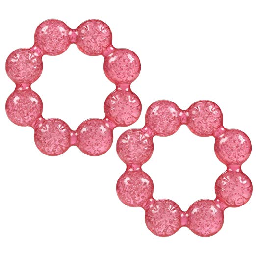 Nuby Pur Ice Bite Soother Ring Teether, 2 Count - Pink