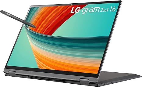 LG gram 16” 2-in-1 Lightweight Laptop, Intel 13th Gen Core i7 Evo Platform, Windows 11 Home, 16GB RAM, 2TB SSD, Gray