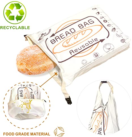 Tribe Glare Organic Cotton Bread Bag - Reusable, Premium Bread Bag - Bakery Supplies and Food Storage Solutions - 100% Recyclable and Sustainable - Zero Waste, Vegan Friendly,Cream