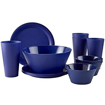 CreativeWare CH623NY 13 Piece My First Dorm/Apartment Plastic Dish Set, Navy