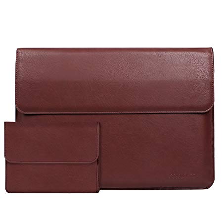 Mosiso PU Leather Sleeve for 13-13.3 inch 2017/2016 MacBook Pro (A1706/A1708)/Air/Pro/Pro Retina/2017 Surface Laptop, Premium Bag with Stand Function with Small Case, Wine Red