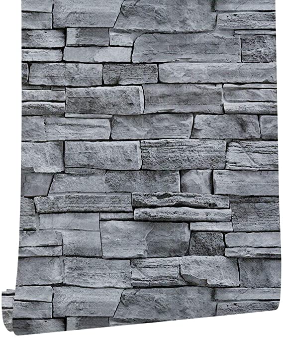 17.71" Wide x 393.7" Long Peel and Stick Wallpaper Stone Self Adhesive Wallpaper Easily Removable Wallpaper Brick Wallpaper Waterproof Self-Adhesive Wallpaper Decorative Easy to Apply Peel Stick
