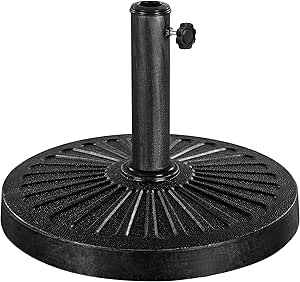 Yaheetech Pied de Parasol Rond 14 kg Socle de Parasol en Résine et Métal Ø46x34 cm Accessoire d'extérieur pour Terrasse Piscine Patio Jardin Restaurant Noir