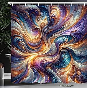 Ambesonne Colorful Shower Curtain, Fantasy World Feel Integrating Groovy Clouds with Dreamy Tones Trippy, Cloth Fabric Bathroom Decor Set with Hooks, 69" W x 70" L, Indigo Sea Blue Orange