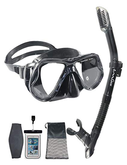 Snorkel Set Snorkeling Gear Package Premium Silicone Dive Mask Snorkel Anti-fog Anti-leak Fit For Adult Kids With Neoprene Mask Strap GoPro Mount For Scuba Diving Freediving Spearfishing Swimming