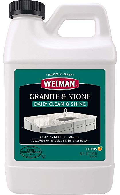 Weiman Granite Cleaner and Polish - 64 Ounce - Safely Cleans and Shines Granite Marble Soapstone Quartz Quartzite Slate Limestone Corian Laminate Tile Countertop