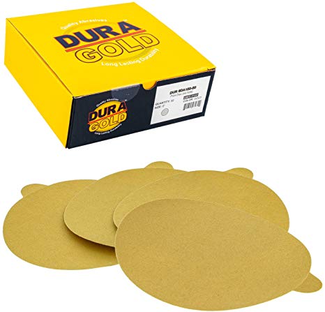 Dura-Gold - Premium - 150 Grit 6" Gold PSA Self Adhesive Stickyback Sanding Discs for DA Sanders - Box of 50 Sandpaper Finishing Discs for Automotive and Woodworking