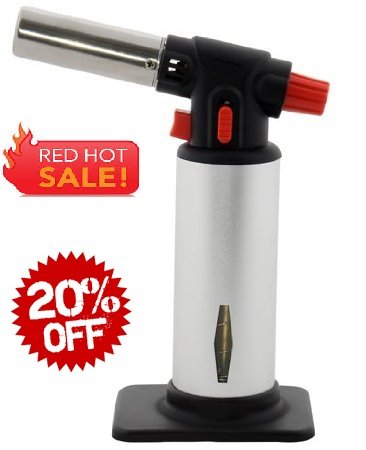 Creme Brulee Torch with Safety Lock - Blow Torch for Home Cooking and Chefs - Kitchen Torch with Adjustable Flame - Heat Resistant Cooking Torch - Culinary Torch - 20% Special Offer for Limited Time