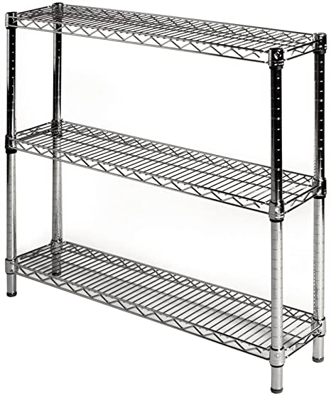 8" d x 36" w Chrome Wire Shelving with 3 Shelves
