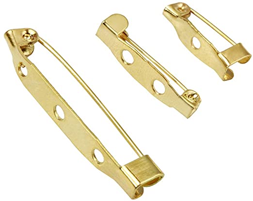 Partstock 150PCS Metal Bar Pins Brooch Back Pin Safety Clasp for Name Tags Jewelry Making DIY Crafts Accessories 1.5/2/2.5cm (Gold)