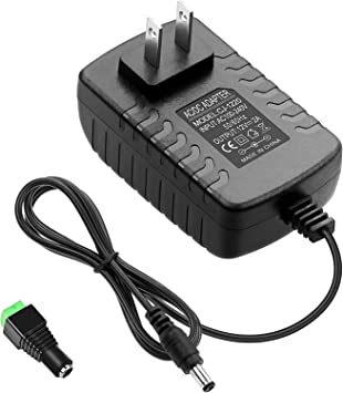 Alarmpore 12V 2A Switching Power Supply AC Adapter, AC 100-240V to DC 12 Volt Transformers, 5.5mm X2.1mm/ 2.5mm, Wall Wart Transformer Charger for DC12V Security CCTV Camera